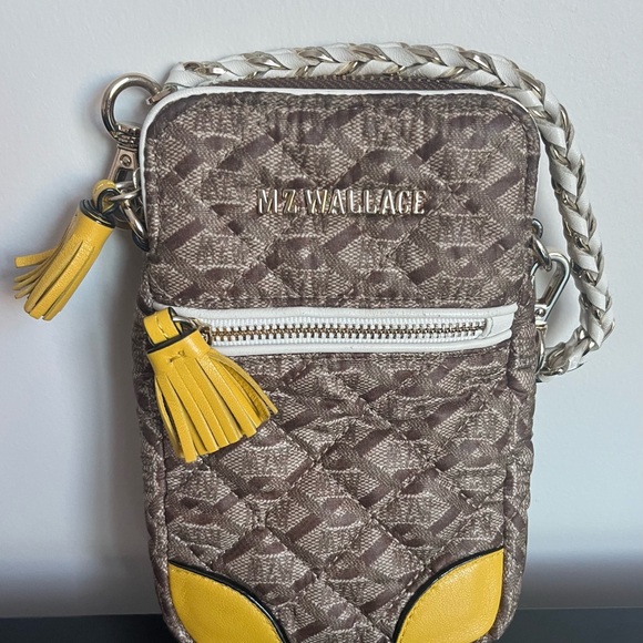 MZ Wallace Quilted Brown and Yellow Crossbody Bag - Picture 3 of 13
